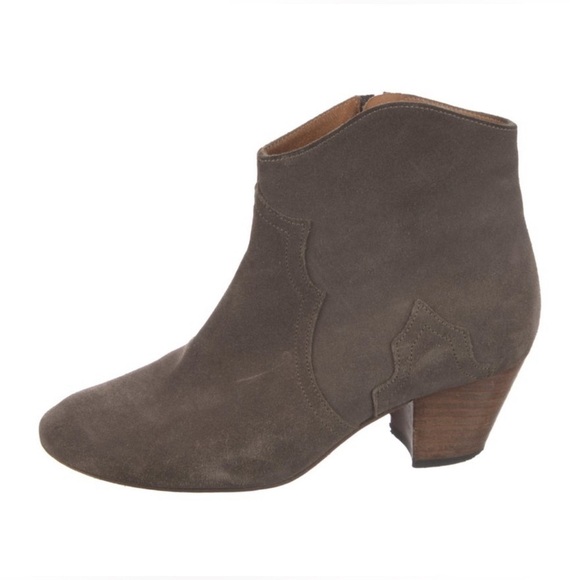 Isabel Marant Gray Taupe Dicker Suede Low western Cowboy Boots sz FR 36 - Picture 1 of 5